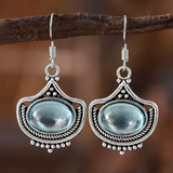 Vintage-Set: Halskette und Ohrringe mit blauen ovalen Steinen