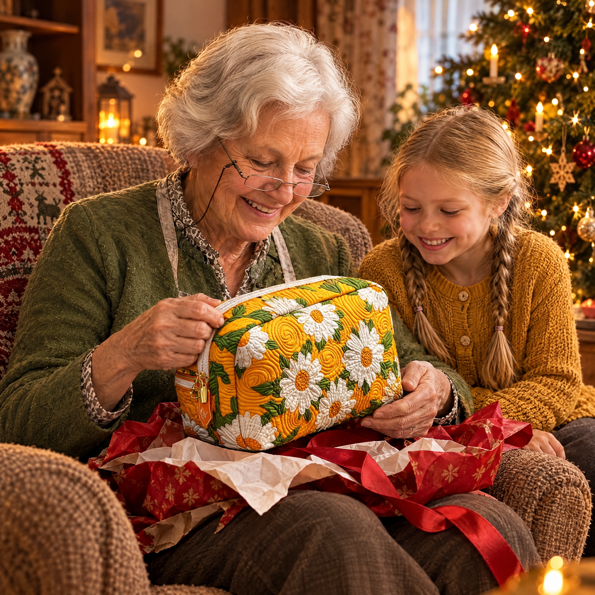 Geschenk für Oma: gesteppte Kosmetiktasche