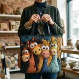 Handgefertigte Stepptasche – Verspielte Ponys