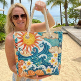 Gesteppte Strandtasche – Goldener Glanz – L und XL